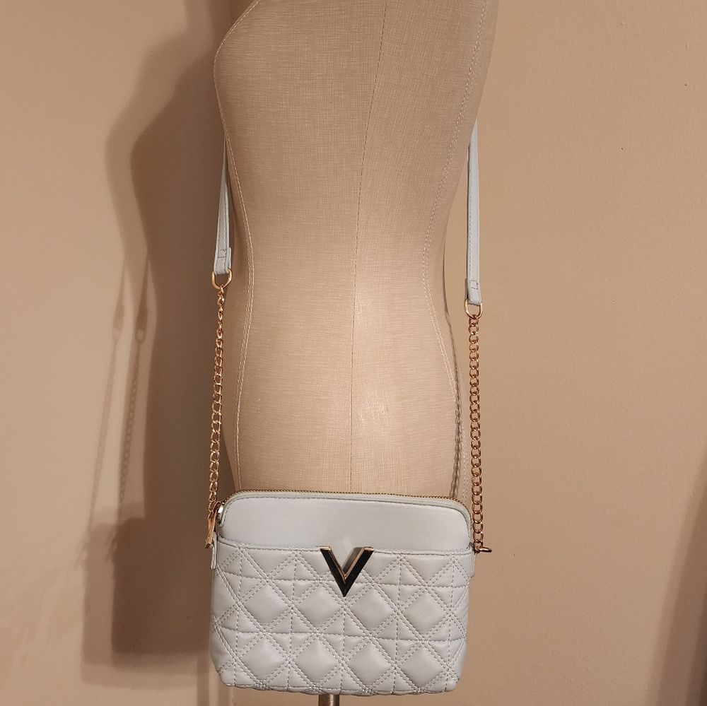 Crossi - Quilted Crossbody Bag In Light Blue. EUC.